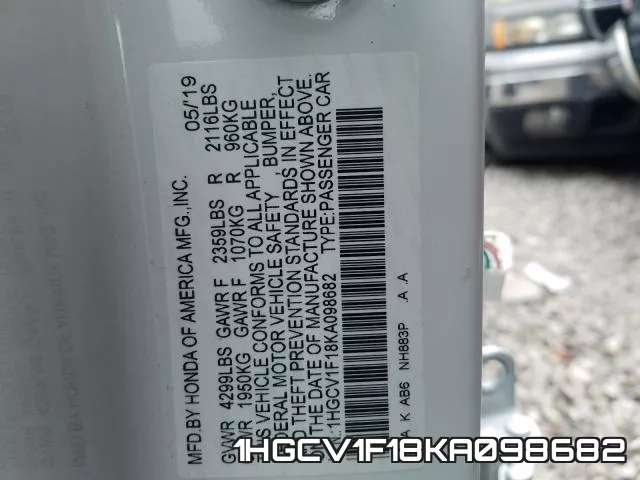 1HGCV1F18KA098682 фото 2