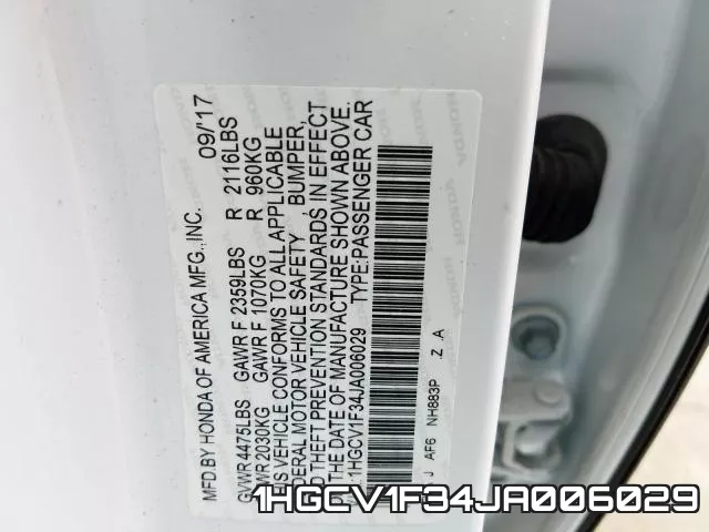 1HGCV1F34JA006029 фото 2