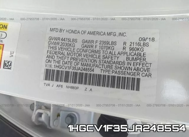 1HGCV1F35JA248554 фото 10