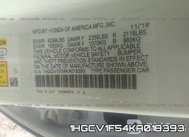 1HGCV1F54KA018393 фото 10