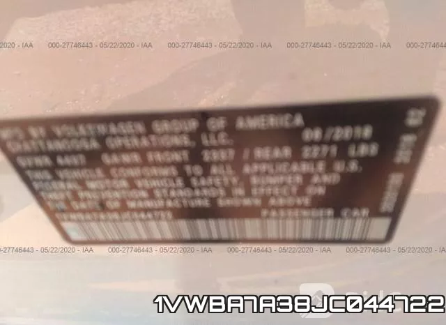 1VWBA7A38JC044722 фото 10