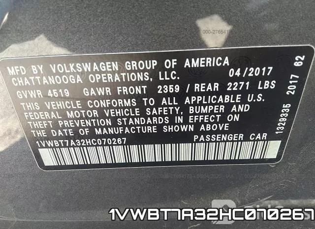1VWBT7A32HC070267 фото 10