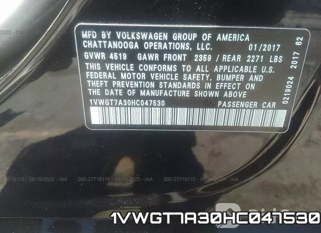 1VWGT7A30HC047530 фото 10