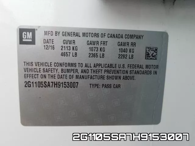 2G1105SA7H9153007 фото 2