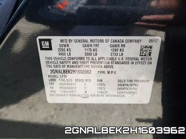 2GNALBEK2H1603962 фото 2