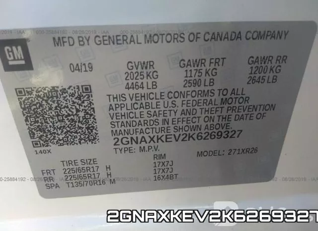 2GNAXKEV2K6269327 фото 10