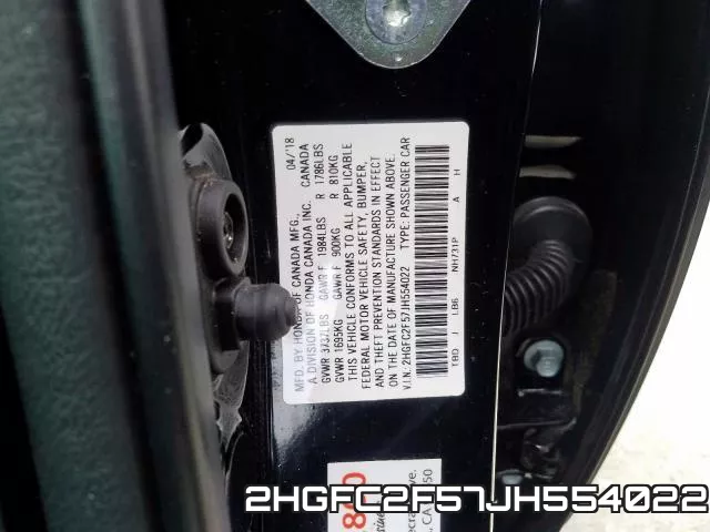 2HGFC2F57JH554022 фото 2