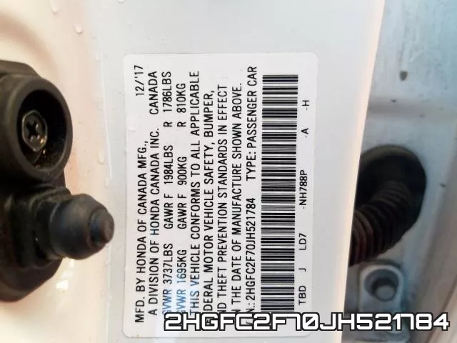 2HGFC2F70JH521784 фото 2