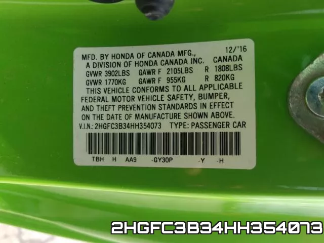 2HGFC3B34HH354073 фото 2