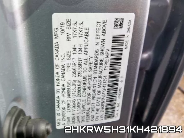 2HKRW5H31KH421894 фото 2
