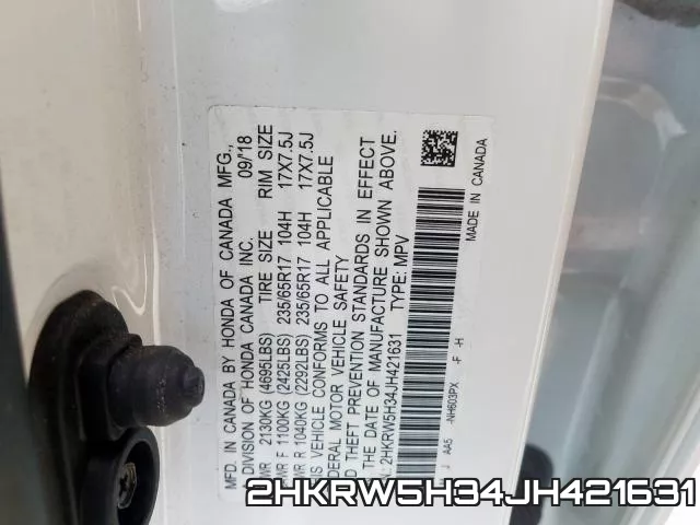 2HKRW5H34JH421631 фото 2