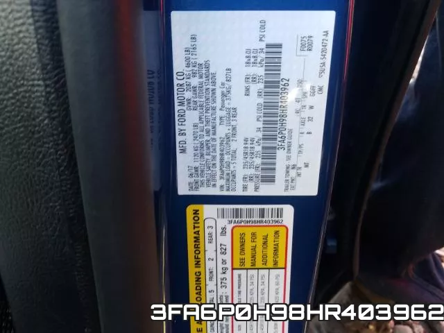 3FA6P0H98HR403962 фото 2