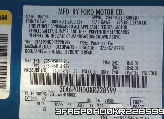 3FA6P0HD0KR228599 фото 10