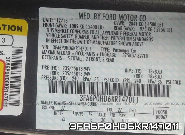 3FA6P0HD6KR147011 фото 10