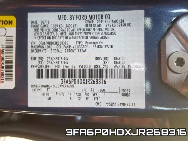 3FA6P0HDXJR268316 фото 2