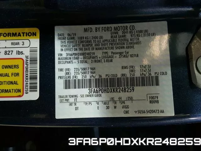 3FA6P0HDXKR248259 фото 2