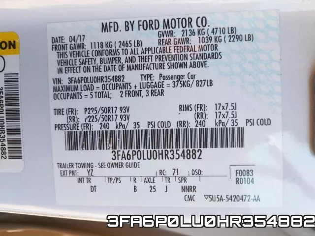 3FA6P0LU0HR354882 фото 2