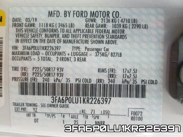 3FA6P0LU1KR226397 фото 2
