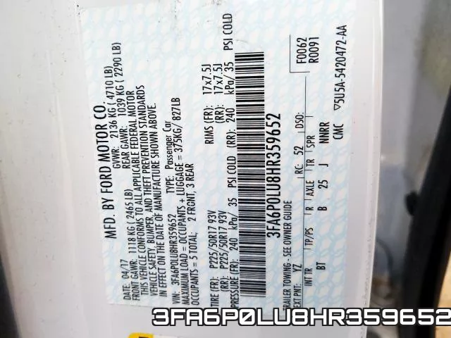3FA6P0LU8HR359652 фото 2