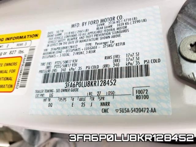 3FA6P0LU8KR128452 фото 2