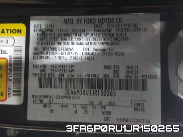 3FA6P0RU1JR150265 фото 2
