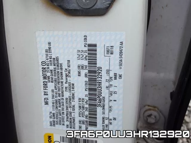3FA6P0UU3HR132920 фото 2