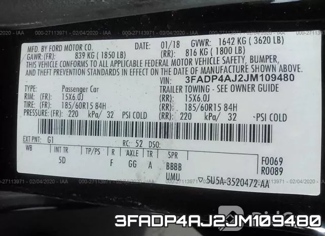 3FADP4AJ2JM109480 фото 10