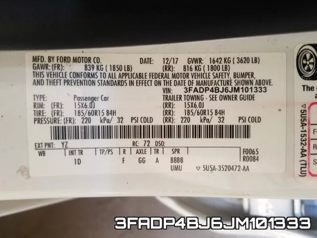 3FADP4BJ6JM101333 фото 2