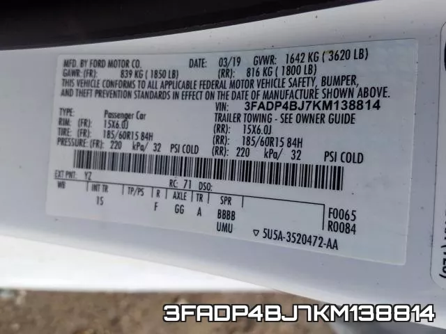 3FADP4BJ7KM138814 фото 2