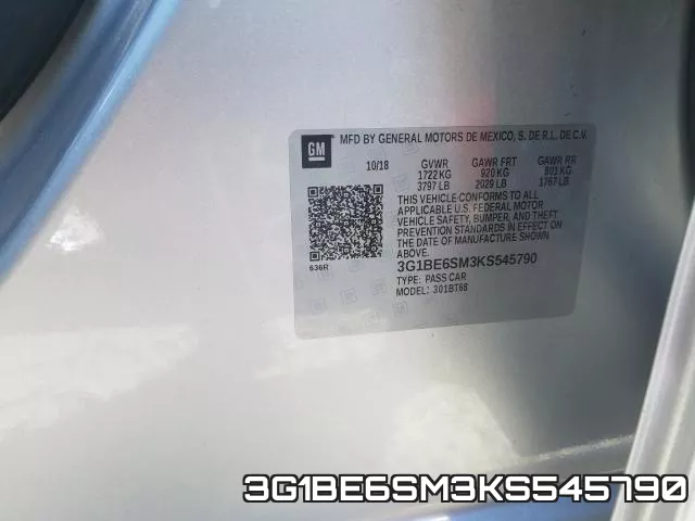 3G1BE6SM3KS545790 фото 2