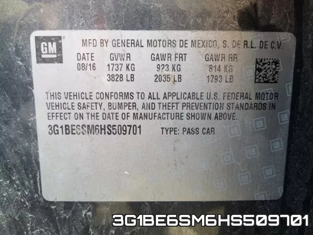 3G1BE6SM6HS509701 фото 2