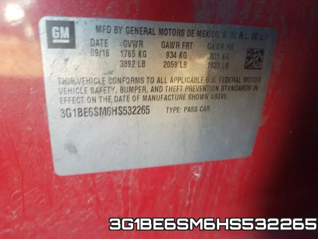 3G1BE6SM6HS532265 фото 2