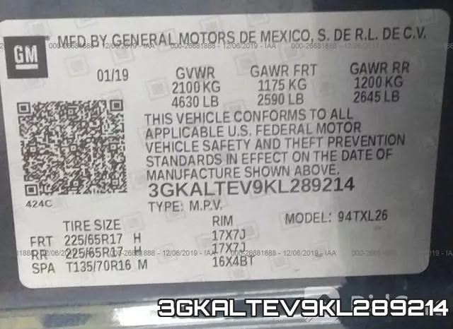 3GKALTEV9KL289214 фото 10