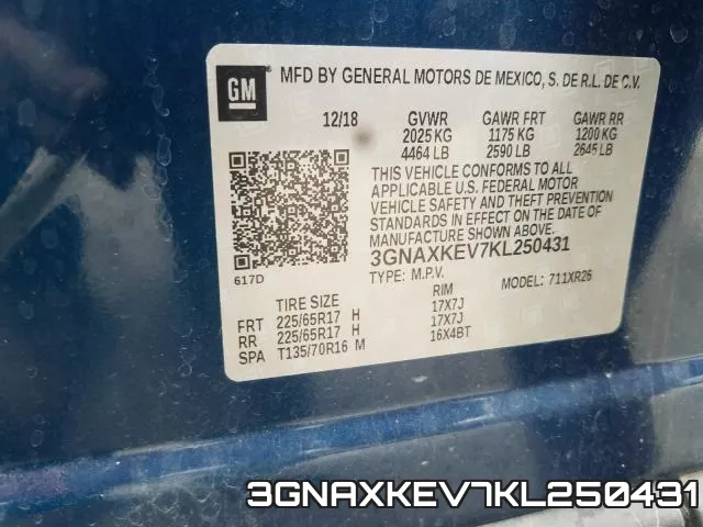 3GNAXKEV7KL250431 фото 2