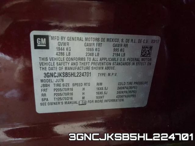 3GNCJKSB5HL224701 фото 2