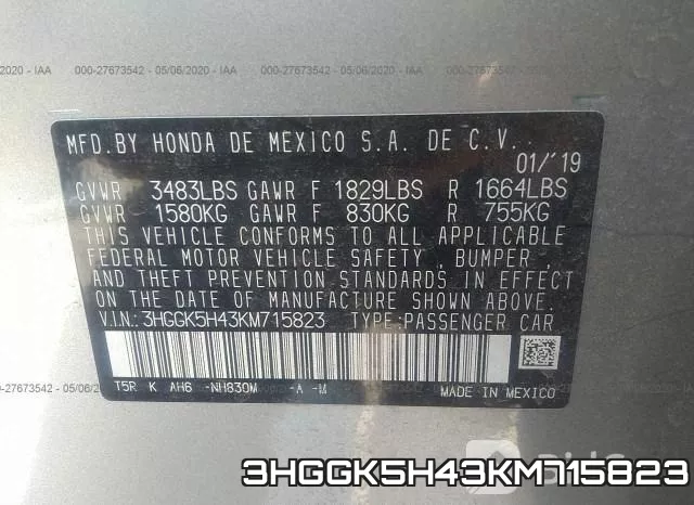 3HGGK5H43KM715823 фото 10