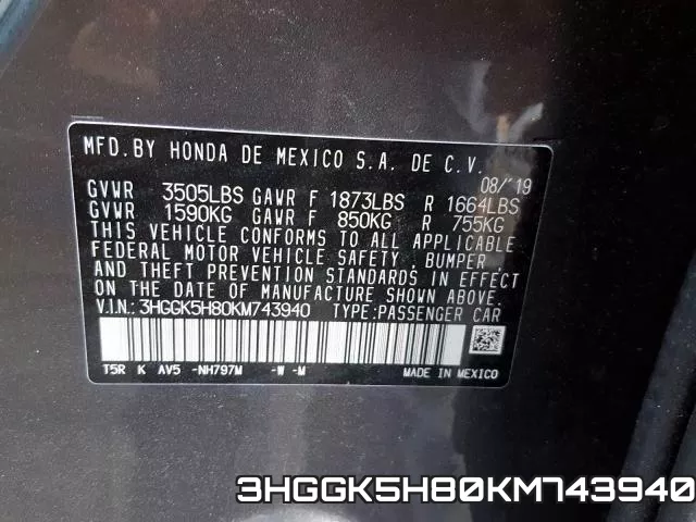 3HGGK5H80KM743940 фото 2