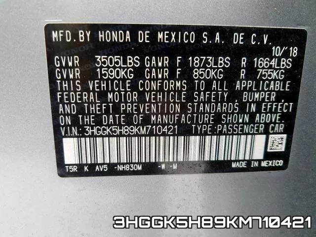 3HGGK5H89KM710421 фото 2