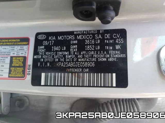 3KPA25AB0JE058906 фото 2