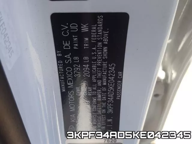3KPF34AD5KE042345 фото 2