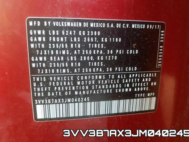 3VV3B7AX3JM040245 фото 2