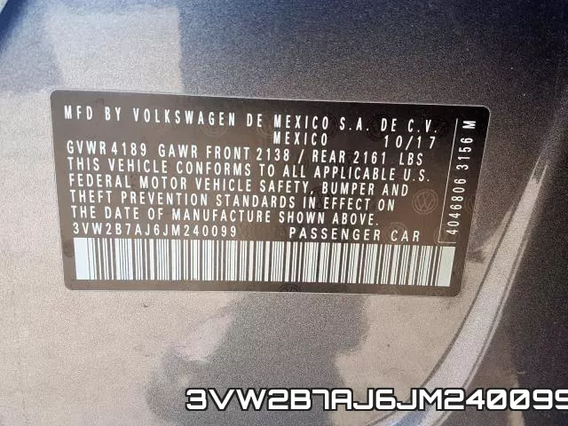 3VW2B7AJ6JM240099 фото 2
