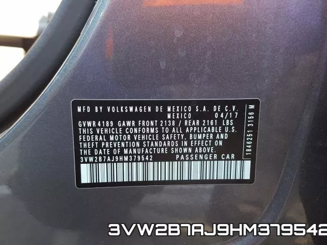 3VW2B7AJ9HM379542 фото 2