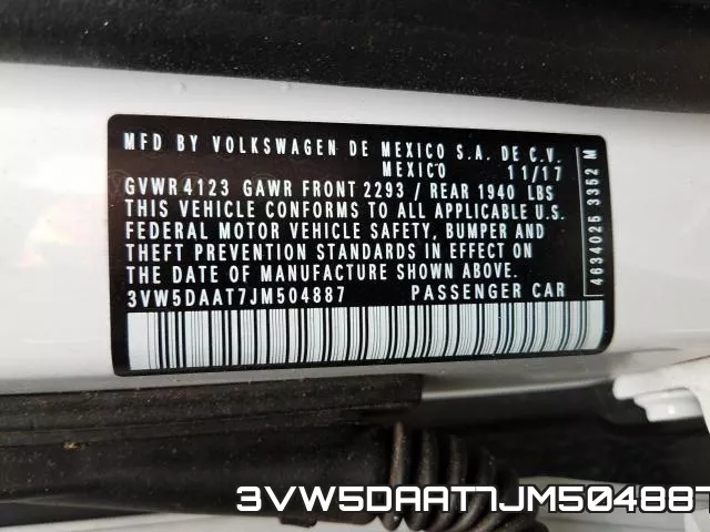 3VW5DAAT7JM504887 фото 2