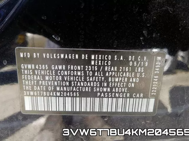 3VW6T7BU4KM204565 фото 2