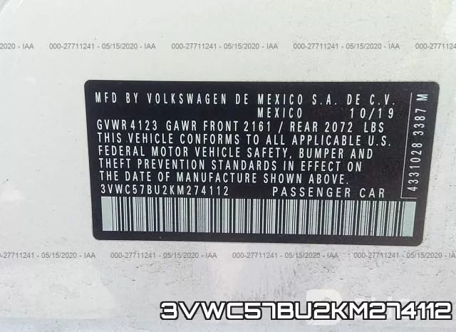 3VWC57BU2KM274112 фото 10
