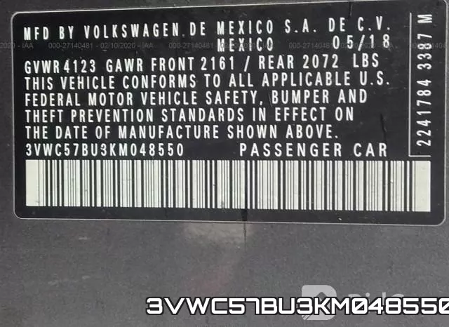 3VWC57BU3KM048550 фото 10