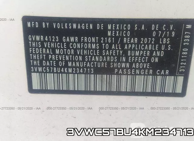3VWC57BU4KM234713 фото 10