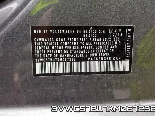 3VWC57BU7KM067232 фото 2