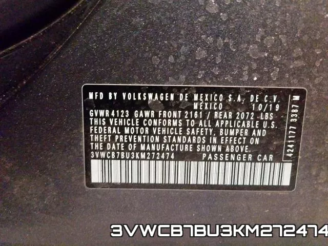 3VWCB7BU3KM272474 фото 2